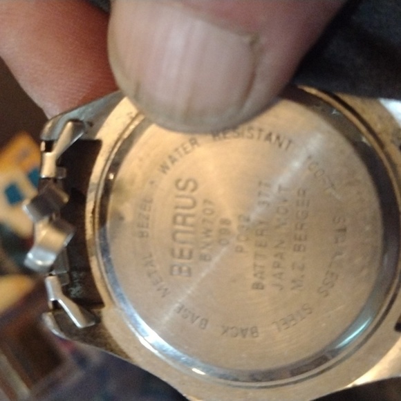2/$20 😉Benrus BNW707 Silver/Black Men's Watch w/Date - Picture 2 of 2
